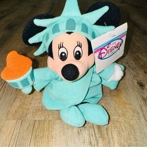 Vintage Disney Plush Minnie Mouse Dressed as Statue of Liberty Deadstock NWT